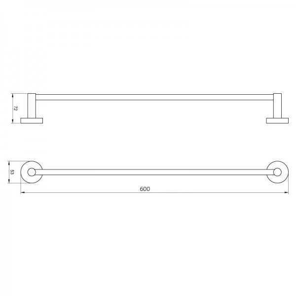 600mm Single Towel Rail (Matte Black) 400 Series 2
