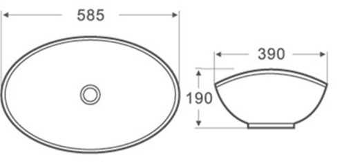 585x390mm Oval Above Counter Basin 2