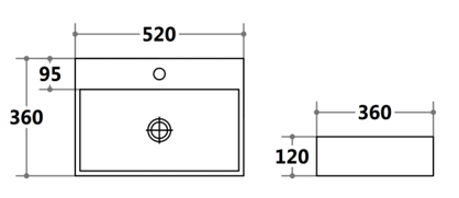 520x360mm Square Wallhung / Above Counter Basin 2