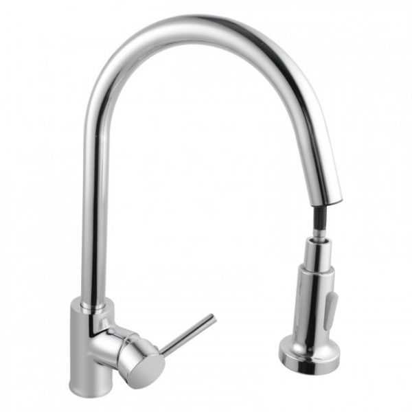 Round Chrome Pull Out Sink Mixer 3