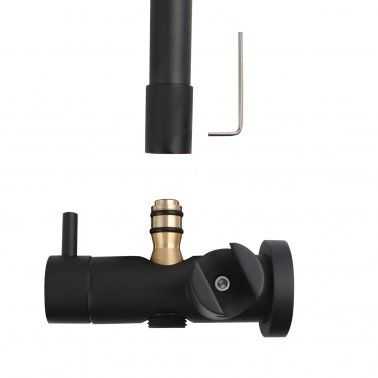 8” 300mm Height Round Black Shower Station Top Water Inlet 2