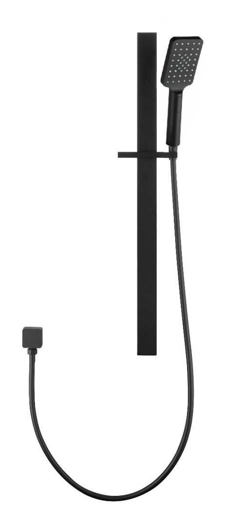 Square Black Sliding Shower Rail with 3 Mode Handheld Shower