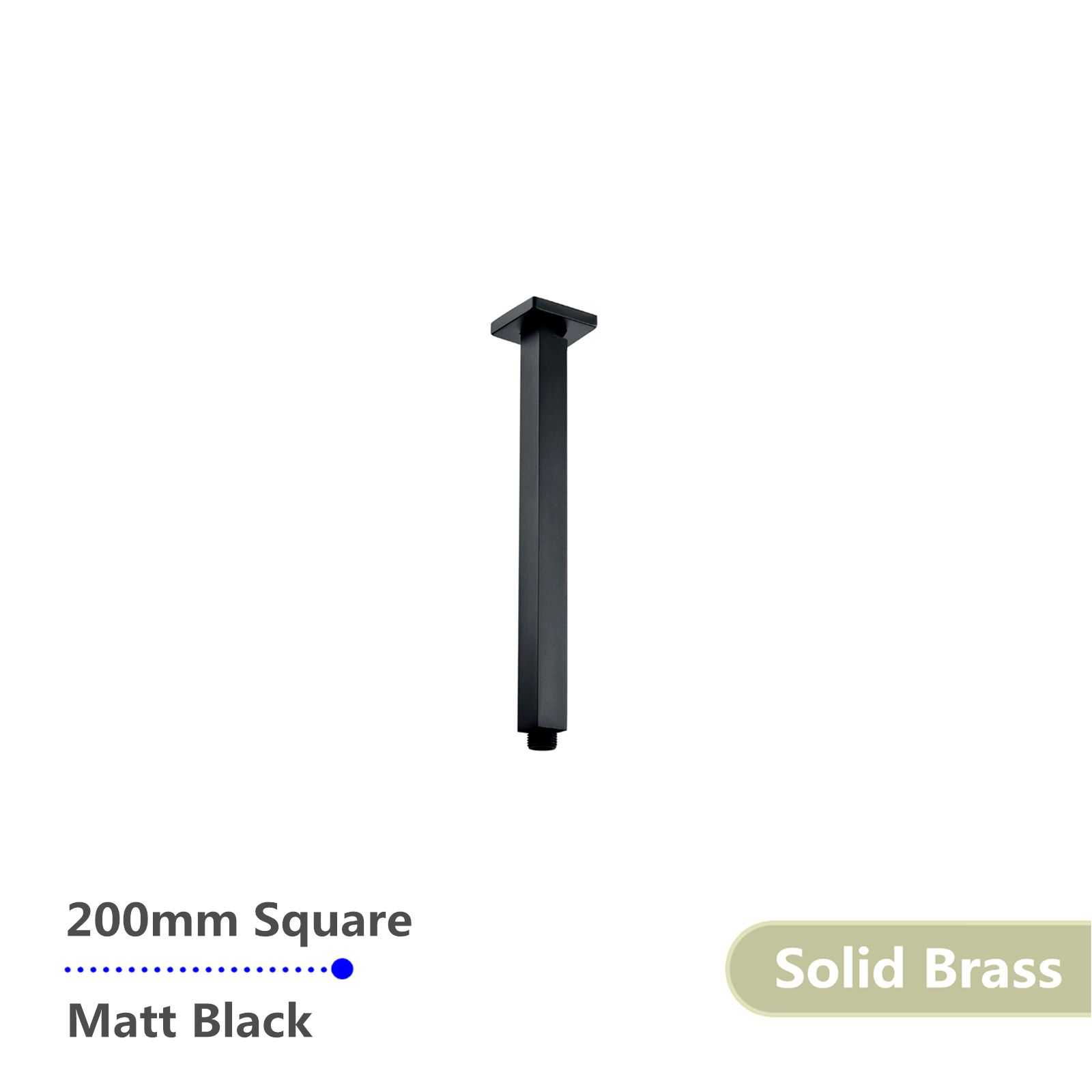 Square Black Ceiling Shower Arm 200mm