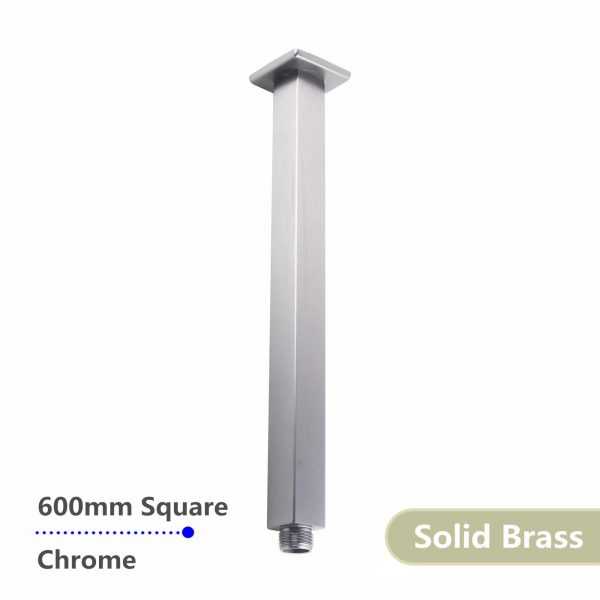 Square Chrome Ceiling Shower Arm 600mm