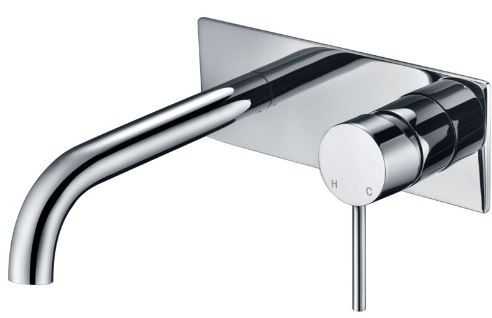 RUND Chrome Wall Mixer with Curved Spout