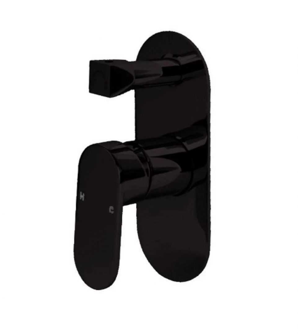 OVAL Black Wall Mixer with Diverter