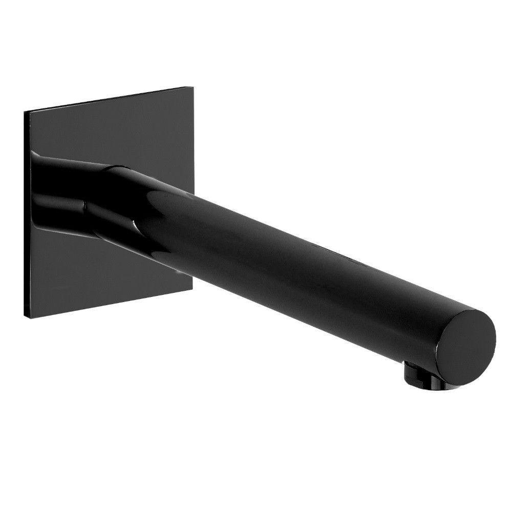 RUND Black Wall Spout (Square Plate)