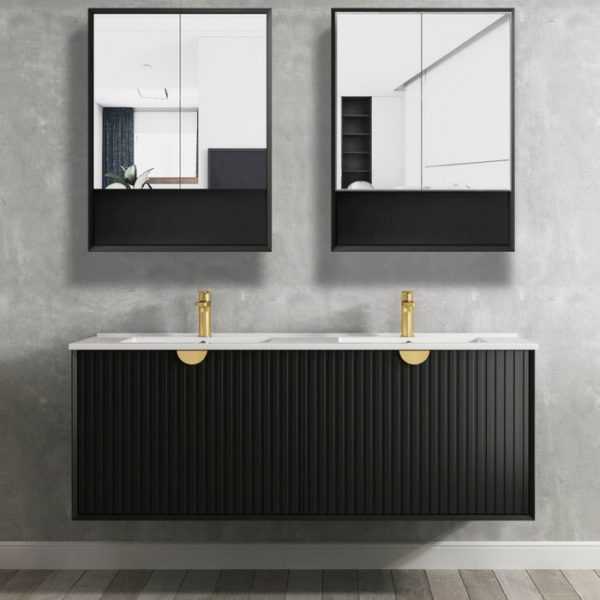 MARLO Matte Black 600mm Shaving Cabinet with Shelf 3