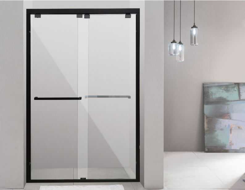 MARINI Black Semi-Frameless Wall to Wall Sliding Door Shower