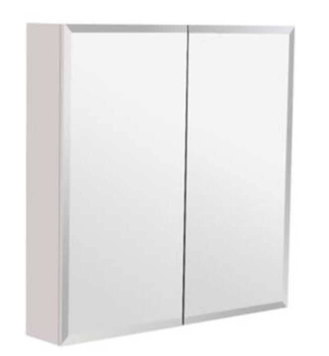 900mm PVC Shaving Cabinet with Bevelled Edge and Glass Shelves (720mm Height)