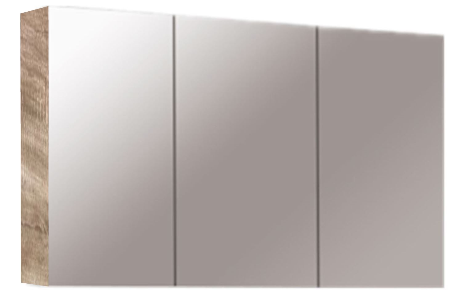 1200mm PVC Light Oak Shaving Cabinet with Pencil Edge and Glass Shelves