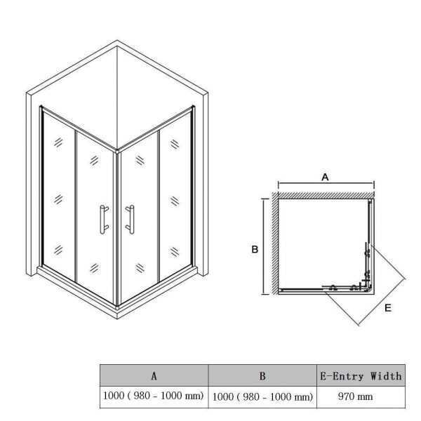 Semi-Frameless Black Corner Sliding Door 2