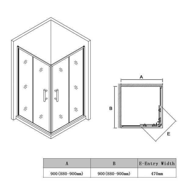 Semi-Frameless Black Corner Sliding Door 3