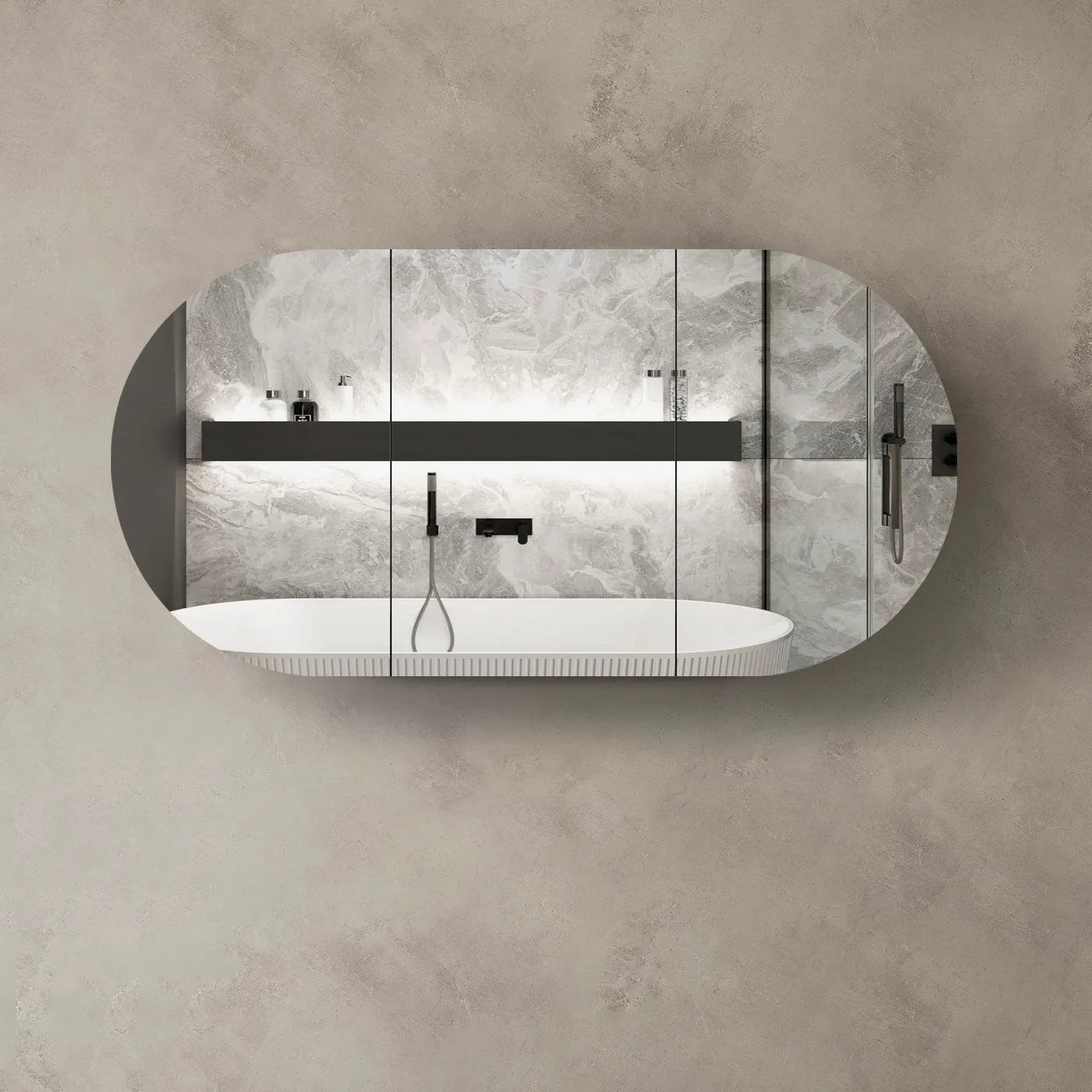 BONDI Black Oak Designer Shaving Cabinet 1800mm