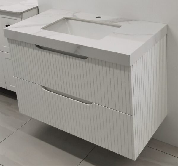 Matte White Fluted Line Wall Hung Vanity 6