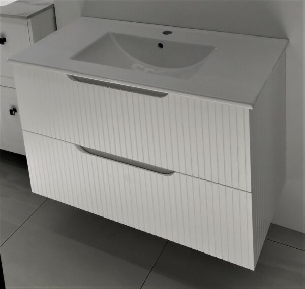 Matte White Fluted Line Wall Hung Vanity 5