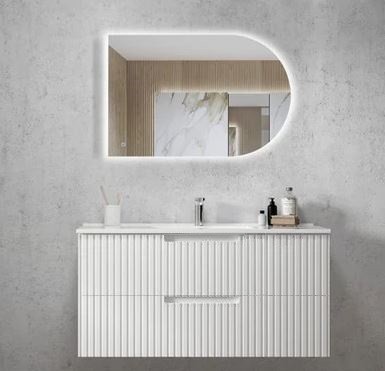 Matte White Fluted Line Wall Hung Vanity