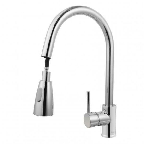 Round Chrome Pull Out Sink Mixer 2