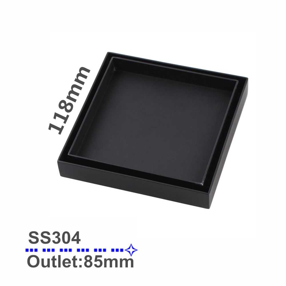 120mm Black Square Smart Tile Insert Floor Waste