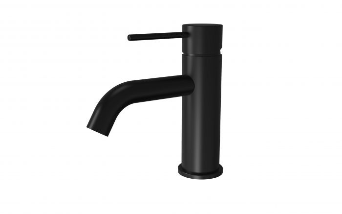 RUND Black Basin Mixer with Curved Spout