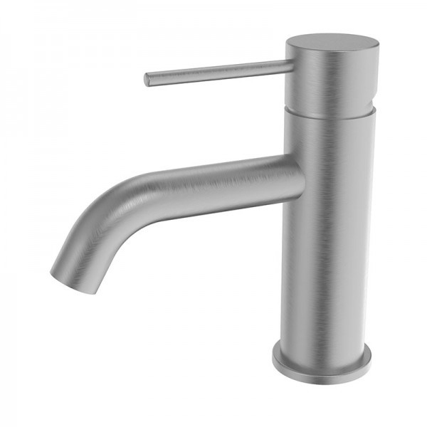 RUND Brushed Nickel Basin Mixer with Curved Spout