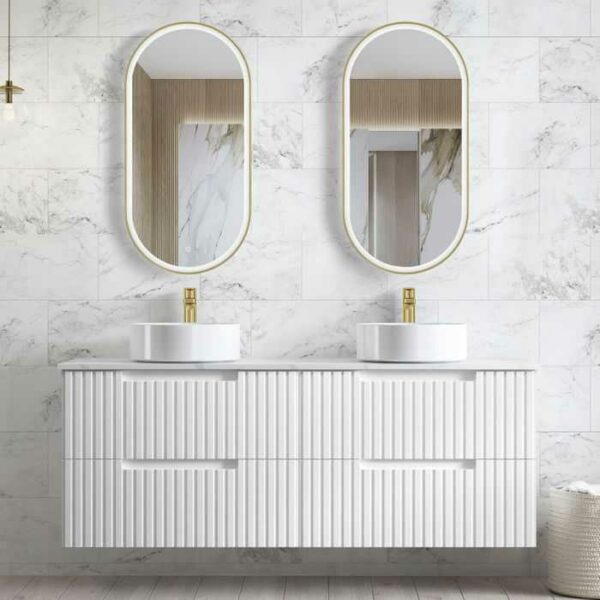 1500mm Noosa Matte White Wall Hung Vanity (Double Bowl) 6