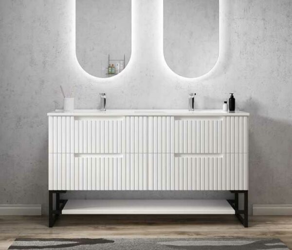 1500mm Noosa Matte White Wall Hung Vanity (Double Bowl) 4