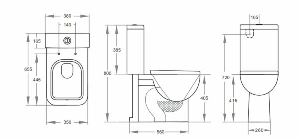 CUBO Closed Couple Toilet Suite S-Trap 2