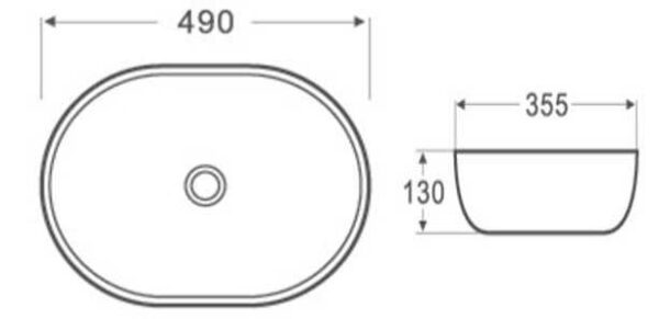 490x355mm Oval Above Counter Basin 2