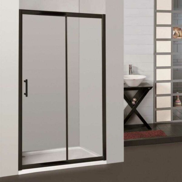Semi-Frameless Black L-Shape Sliding Door Shower 2