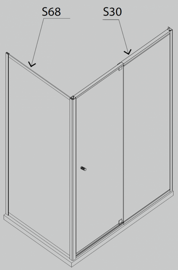 Semi-Frameless L-Shape Pivot Door Shower 2