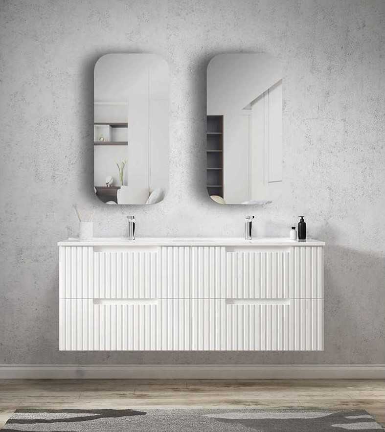 1500mm Noosa Matte White Wall Hung Vanity (Double Bowl)