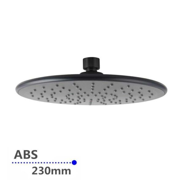 Round Black ABS Rainfall Shower Head 230mm