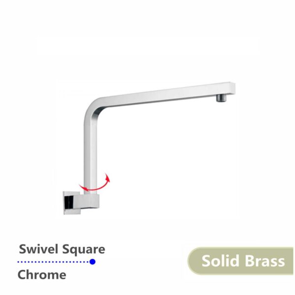 Square Swivel Chrome Shower Arm