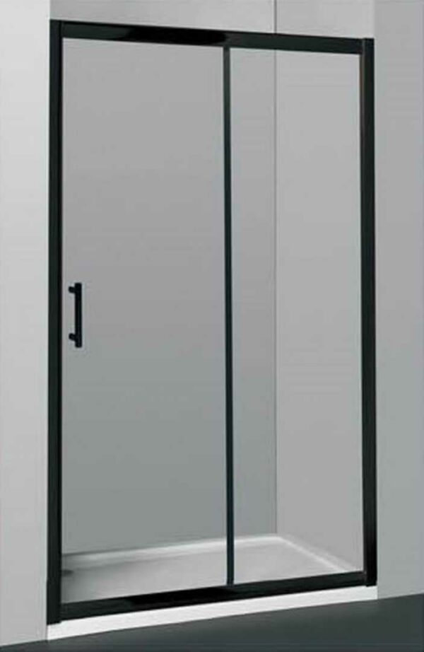 Semi-Frameless Black L-Shape Sliding Door Shower