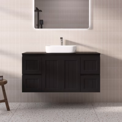 1200mm ACACIA Matte Black Waterproof Wall Hung Vanity (Single Bowl)