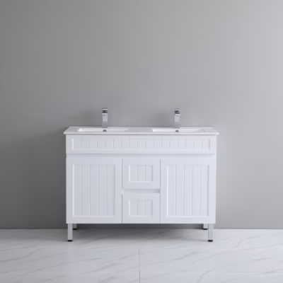 1200mm ACACIA Matte White Waterproof Vanity on Leg (Double Bowl)