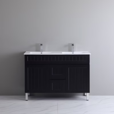 1200mm ACACIA Matte Black Waterproof Vanity on Leg (Double Bowl)