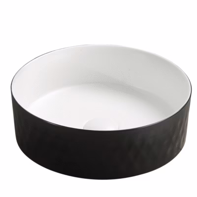 360 x 360 x 120mm Matte White Interior & Matte Black Exterior Round Basin