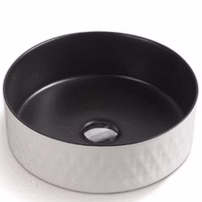 360 x 360 x 120mm Matte Black Interior & Matte White Exterior Round Basin