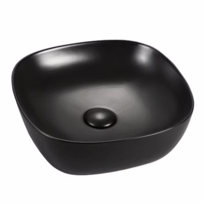 370 x 370 x 120mm Matte Black Square-Round Basin