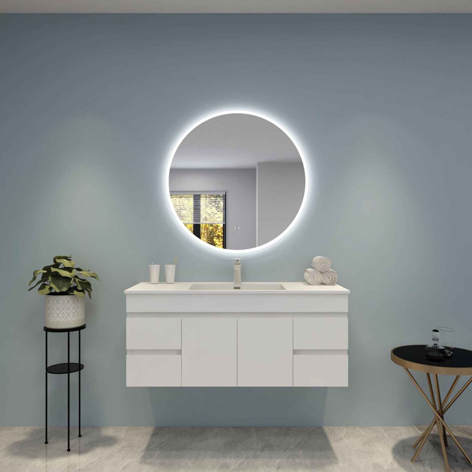 Touchless Round LED Backlit Mirror with Acrylic Strip(600-900)mm