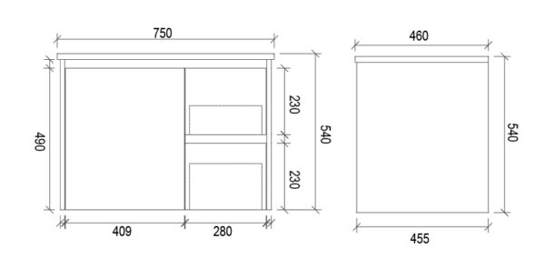 750mm Matte White Shaker Door Wall Hung Vanity(Left/Right Hand Drawers) 5