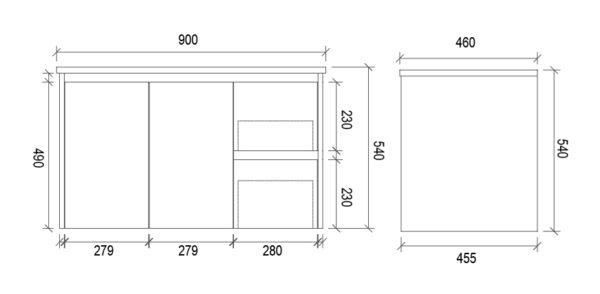 900mm Matte White Shaker Door Wall Hung Vanity(Left/Right Hand Drawers) 4