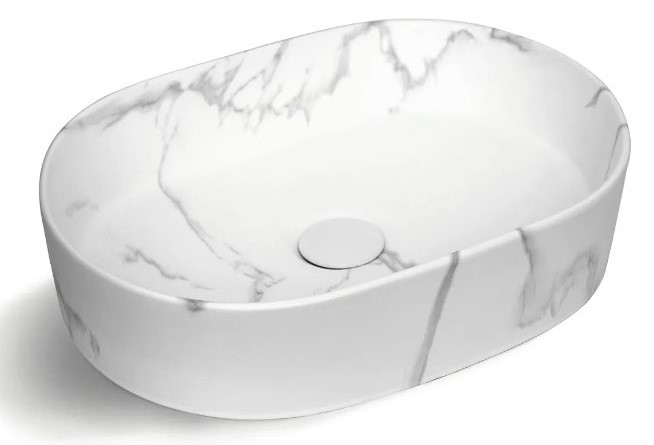 500X340mm Oval Carrara Marble Basin