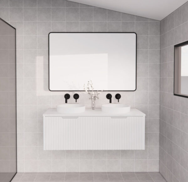 1200mm VIENNA Matte White Wall Hung Vanity(Double Bowl)