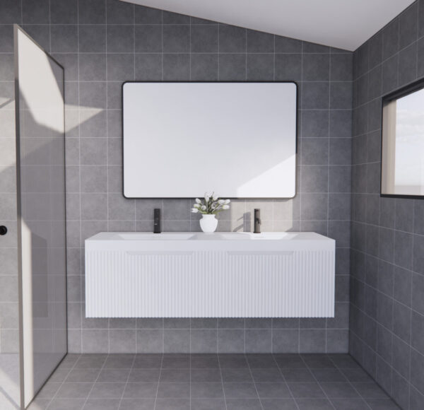 1500mm VIENNA Matte White Wall Hung Vanity(Double Bowl)