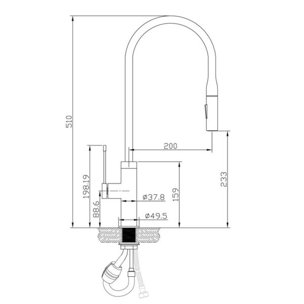 Aziz Pull Out Sink Mixer BRUSHED NICKEL 2
