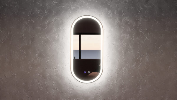 YARRA Black Frame Oval LED Mirror(450-600)mm