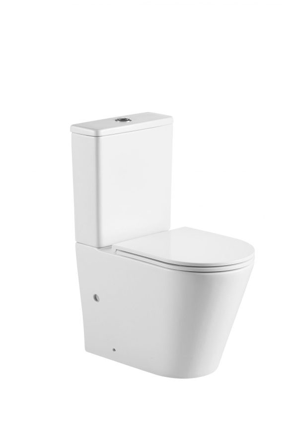 PANI Gloss White Rimless Back to Wall Toilet Suite